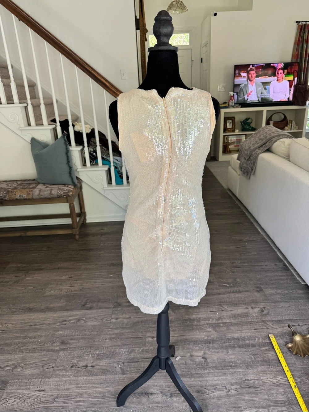 Princess Polly NWT Ivory Sequin Mini Dress w Built in Shorts